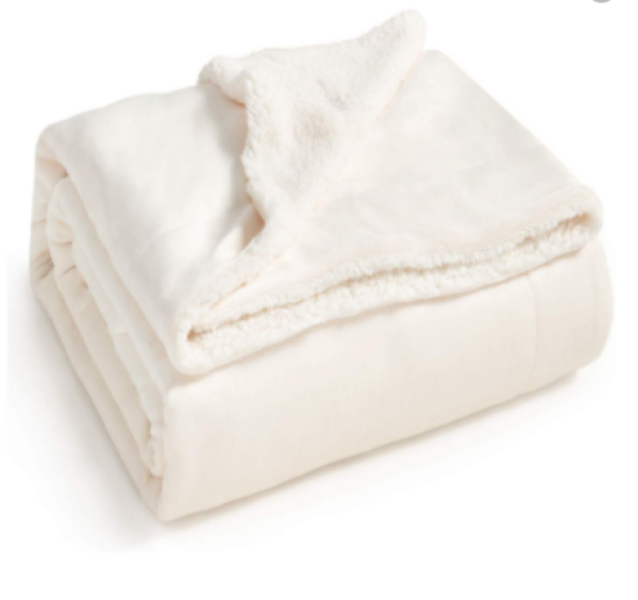 Sherpa Fleece Blanket Throw - White
