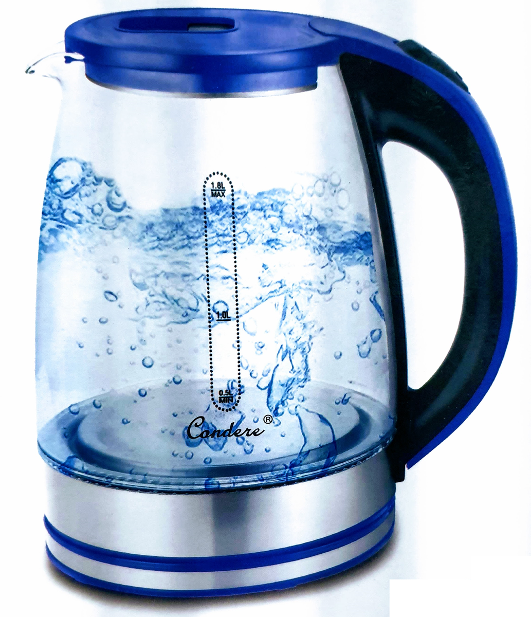 Cordless Electric Glass Kettle 2 Litre - Blue