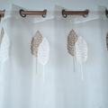 Elyet Design Curtain - White Lace with Brown Leaf Pattern - 250 L x 500 W cm