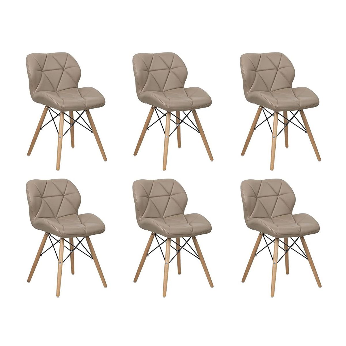 6 Piece Of Multifunctional Scandinavian Butterfly Design Ergonomic Chair Set - Brown