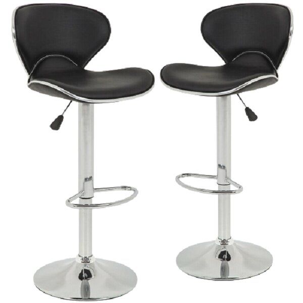 Swivel Bar Chairs Counter Height Bar Stools - Set of 2 - Black