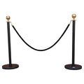 SMTE Velvet Rope Stanchion Barrier Set - Crowd Control Poles - Black