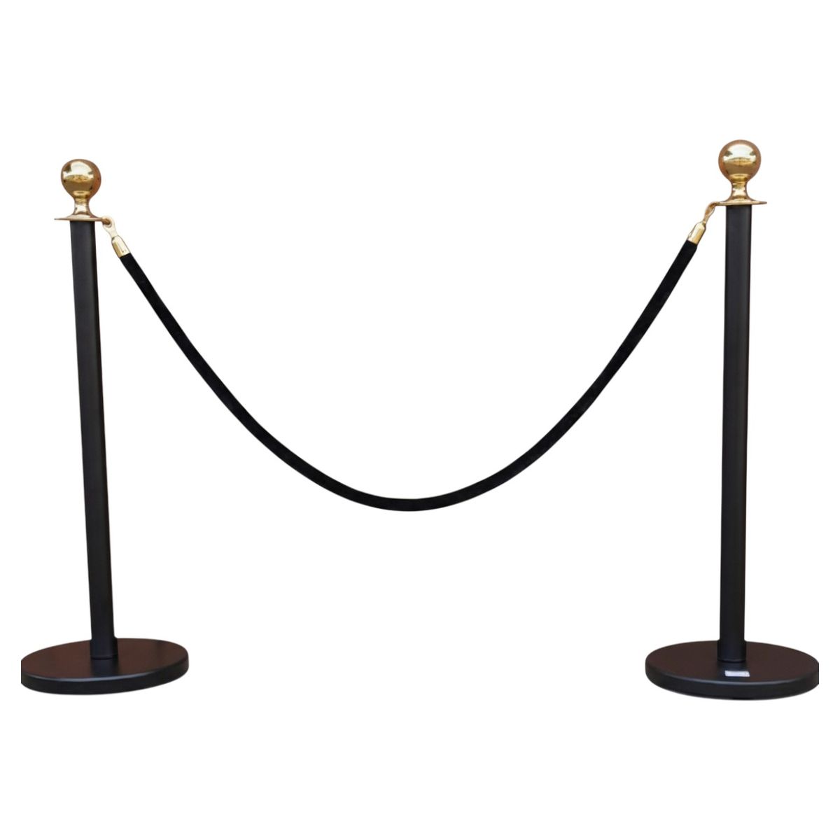 SMTE Velvet Rope Stanchion Barrier Set - Crowd Control Poles - Black