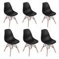 Wooden Leg Dining Chairs - Pack of Six - Black Colour