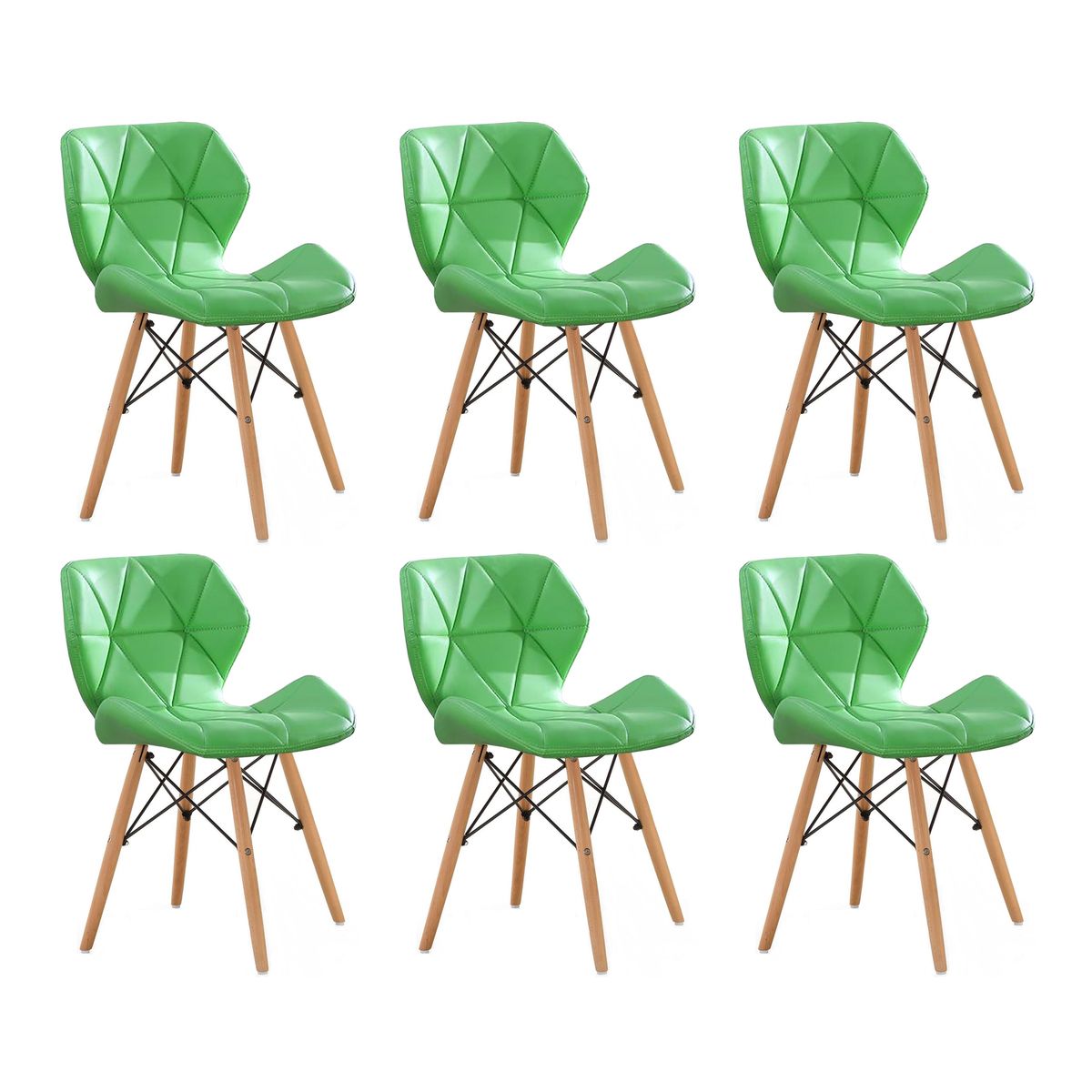 6 Piece Of Multifunctional Scandinavian Butterfly Design Ergonomic Chair Set - Green