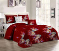 Bedspread Set Queen 5 Piece Microfiber Fire Red Natural