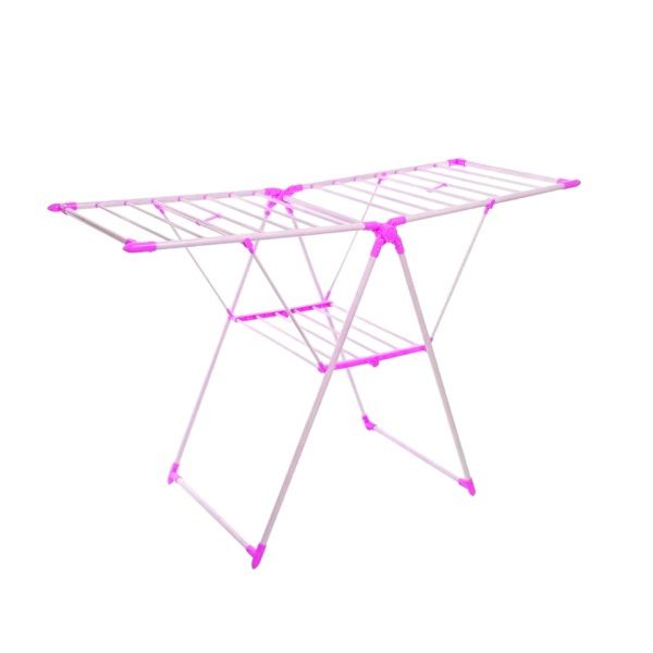 Folding Laundry Drying Rack - Clothes Stand with Multiple Hanging - Pink