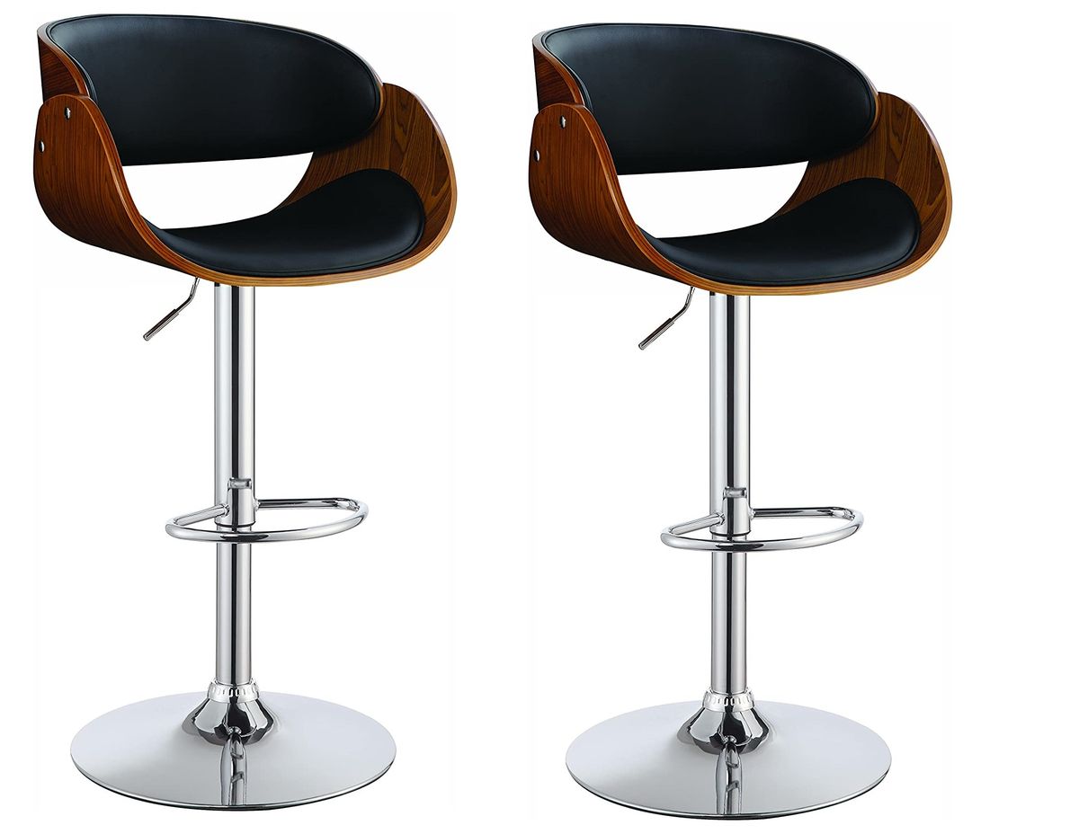Bar Stools / Kitchen Counter Chairs – Set of 2 - Black / Brown Colour