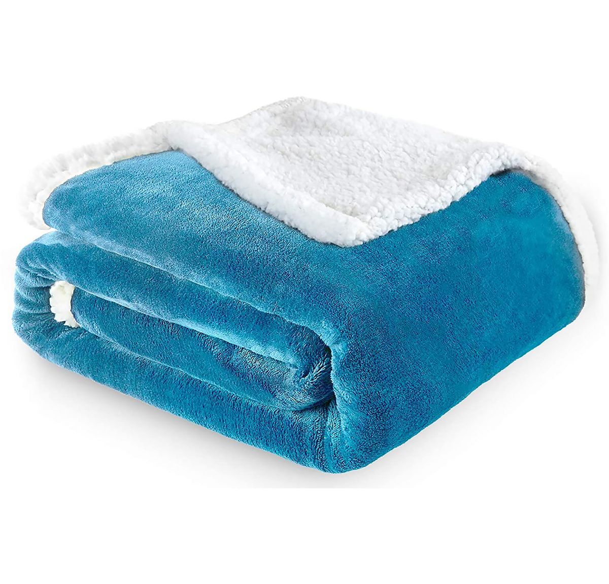 Sherpa Flannel Soft Blanket, Available on both sides. Multiple colour. - Sky blue.  2 - Three Quarter