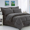 5 Piece Stripe Comforter Dark Grey - Queen
