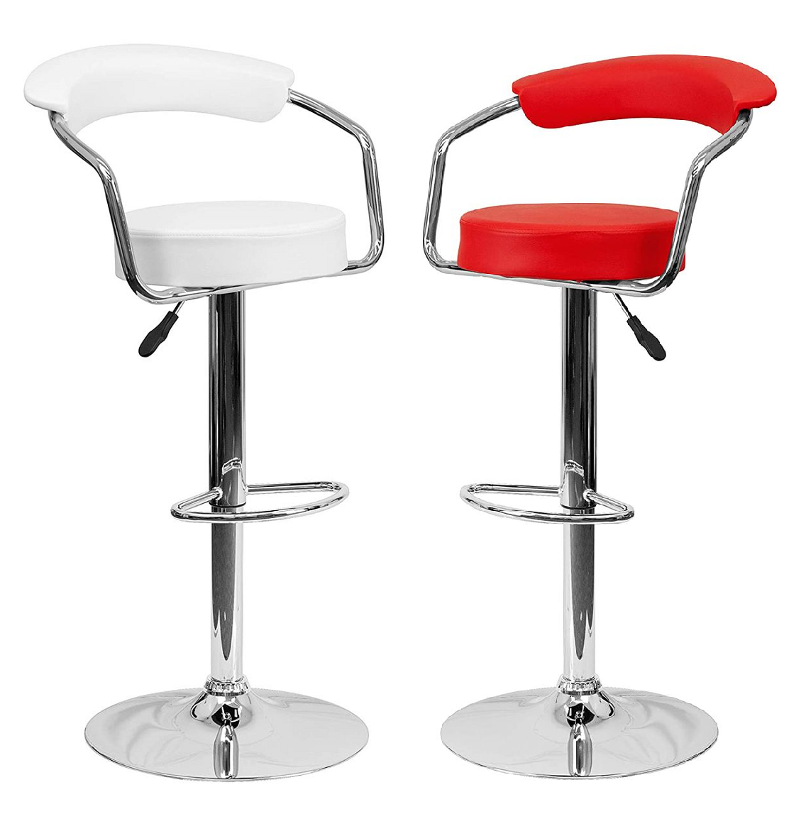Chrome Base Bar Stools - Set of 2 - White