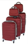 5 Suitcases Travel Trolley Luggage Set - Maroon