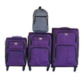3-Piece Purple Fabric Spinner Luggage Set with Travel Backpack