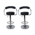 SMTE 319 - Modern Swivel Bar Stools - Black/Silver - Set of 2