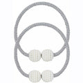 Magnetic Curtain Rope Tieback with Pearl Design End - Grey - Qty 2
