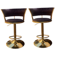 SMTE - Modern Swivel Bar Stools - Black/Gold - Set of 2