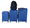 Blue 3-Piece ABS Hard Shell Luggage Set + Black & Navy Travel Backpack