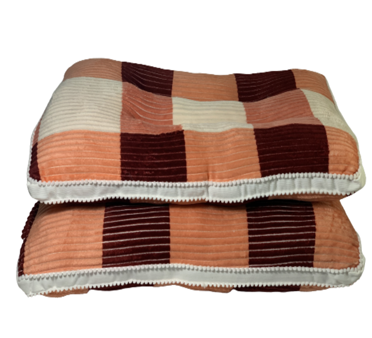 2pc Microfiber Super Soft Pillows Orange & Red Checks Patt