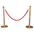 SMTE Velvet Rope Stanchion Barrier Set - Crowd Control Poles - Gold, Red