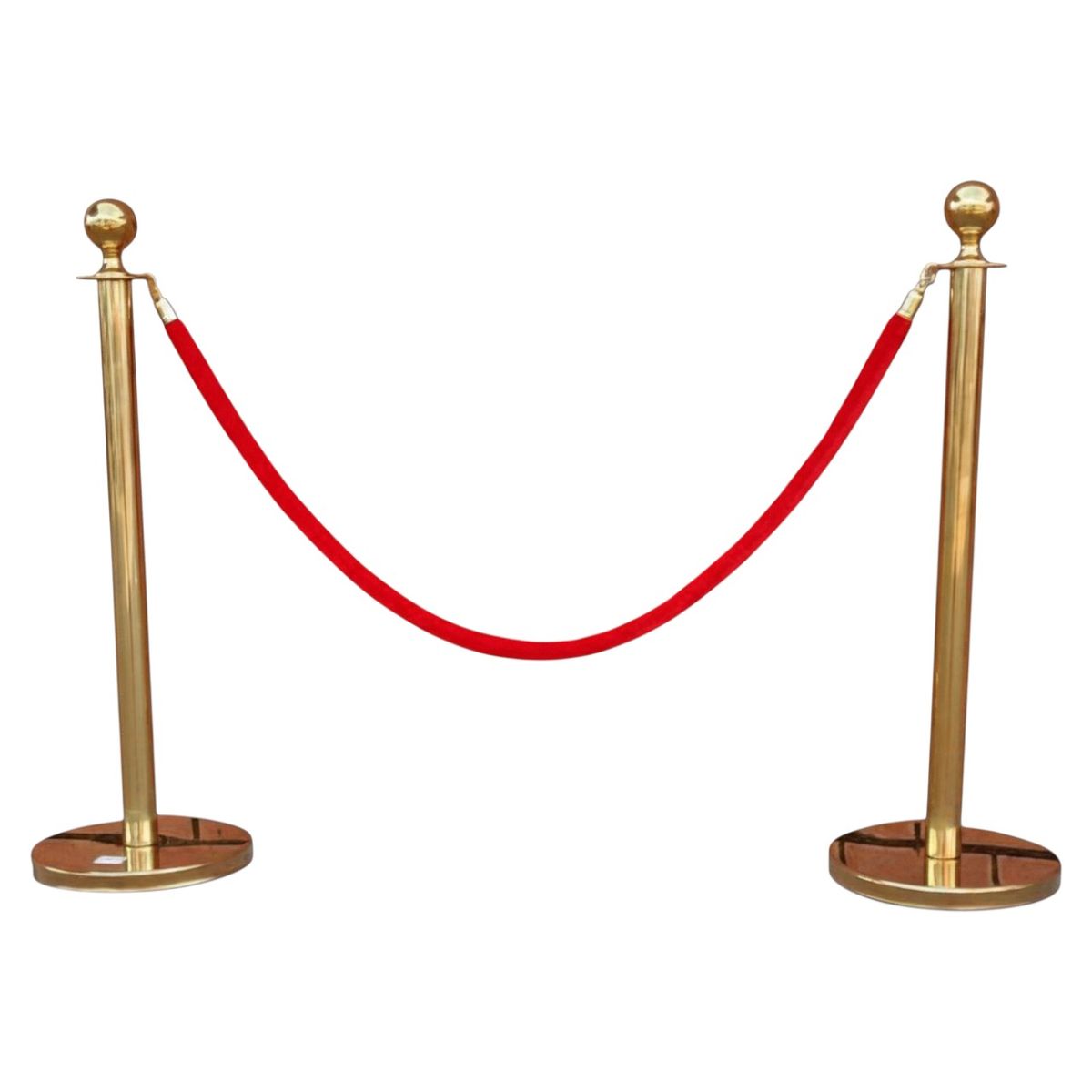 SMTE Velvet Rope Stanchion Barrier Set - Crowd Control Poles - Gold, Red