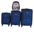 3-Piece Navy Fabric Spinner Luggage Set with Lion Graphic Backpack