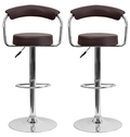 Adjustable Chrome Base Bar Stools - 2 Piece