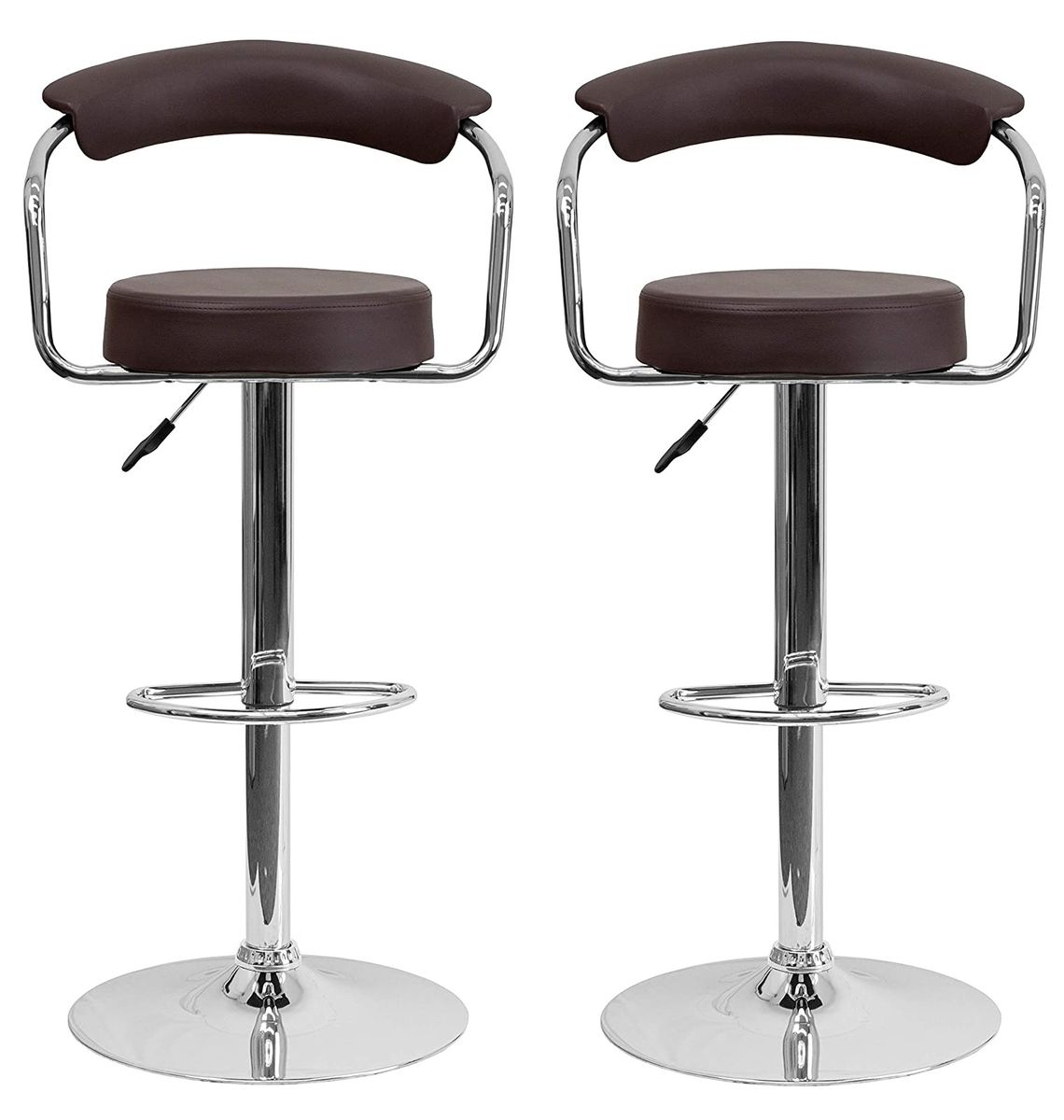 Adjustable Chrome Base Bar Stools - 2 Piece