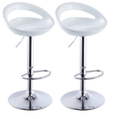 Glossy Chrome Base Bar Stools - White