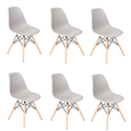 6 x Wooden Leg Chairs - Grey