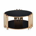 Stylish Black And Gold Glass Round Center Coffee Table