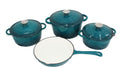7 Piece Cast Iron Dutch Oven Cookware Pot Set - Teal