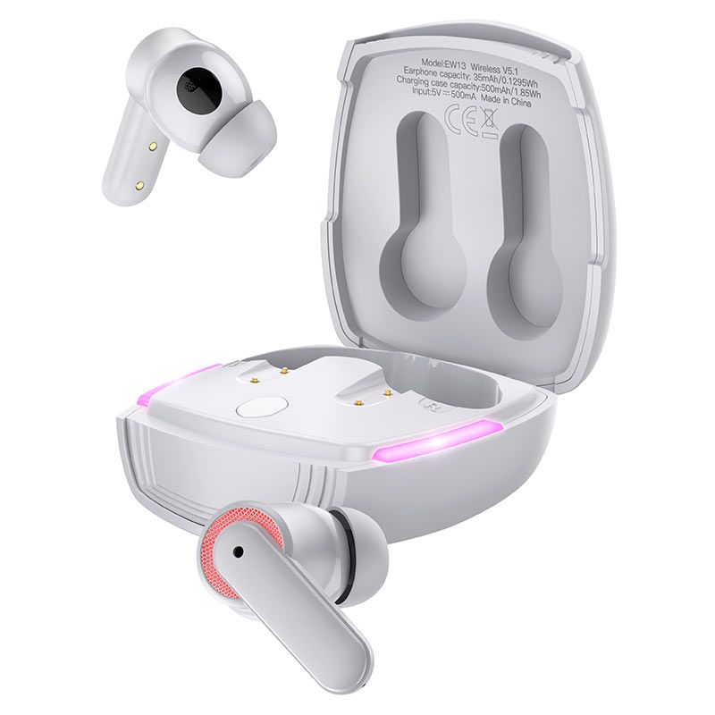 Hoco Wireless Earphones “EW13 Magic flow” ENC TWS With Charging Case - White