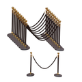 SMTE Velvet Rope Stanchion Barrier Set (10-Pack) - Gold with Black Rope