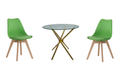 3 Piece Table and Wooden Leg Chairs - Green, Gold