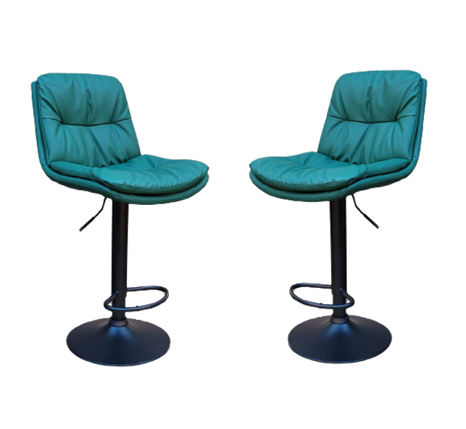Soft Padded Perla Black Based Bar Stool - 2 Piece - Green