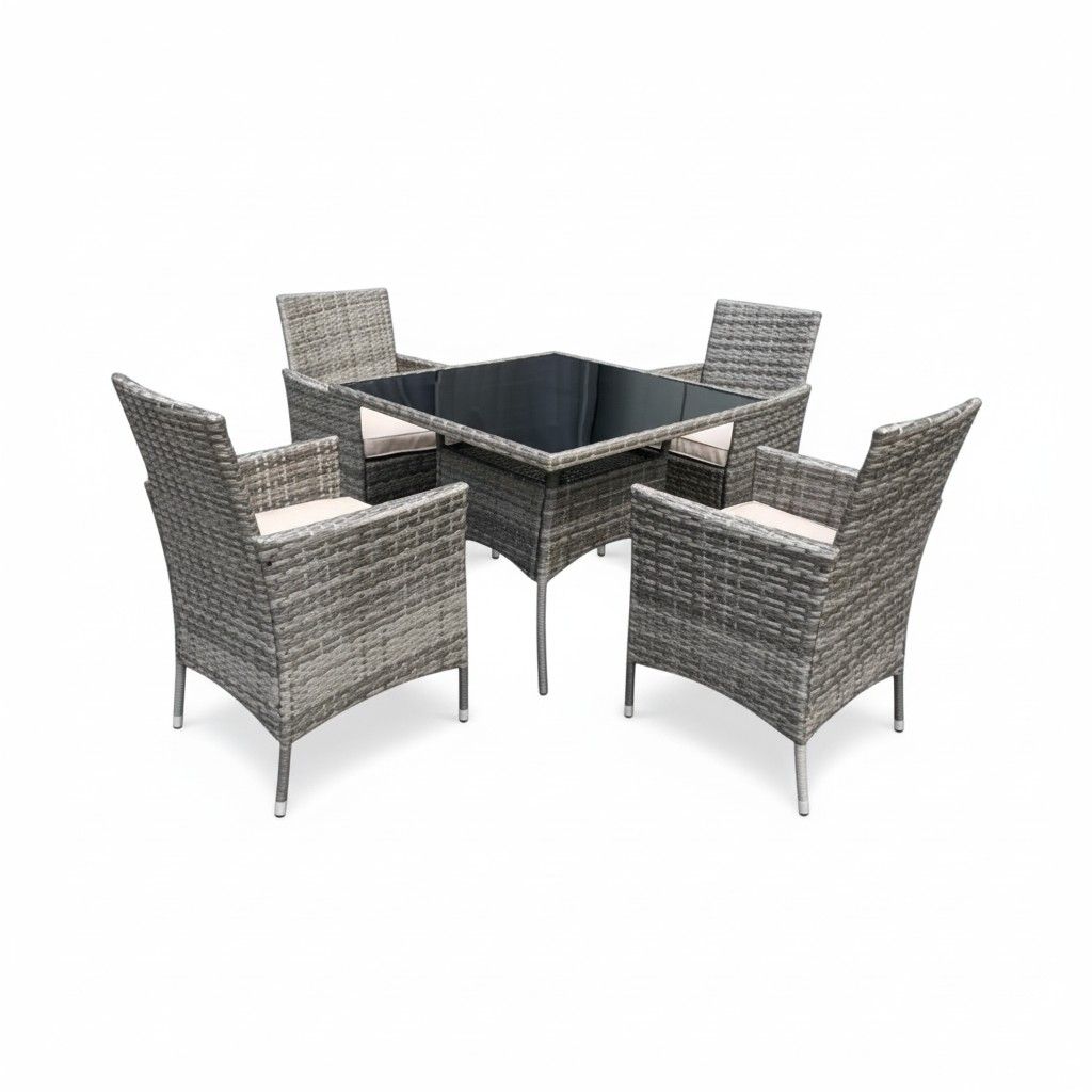 Smte-Contour 5-Piece Modular Outdoor Rattan Patio Furniture Set - Black