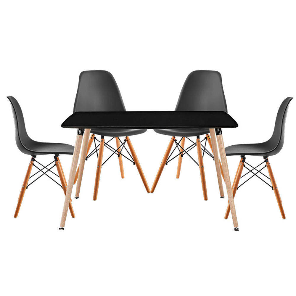 5 In 1 Nordic Style Rectangular Dining Table and Chairs Black