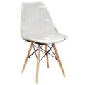 Transparent Padded Wooden Leg Chair - White