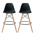 Set of 2 Modern Armless Counter / Bar Chairs - Black