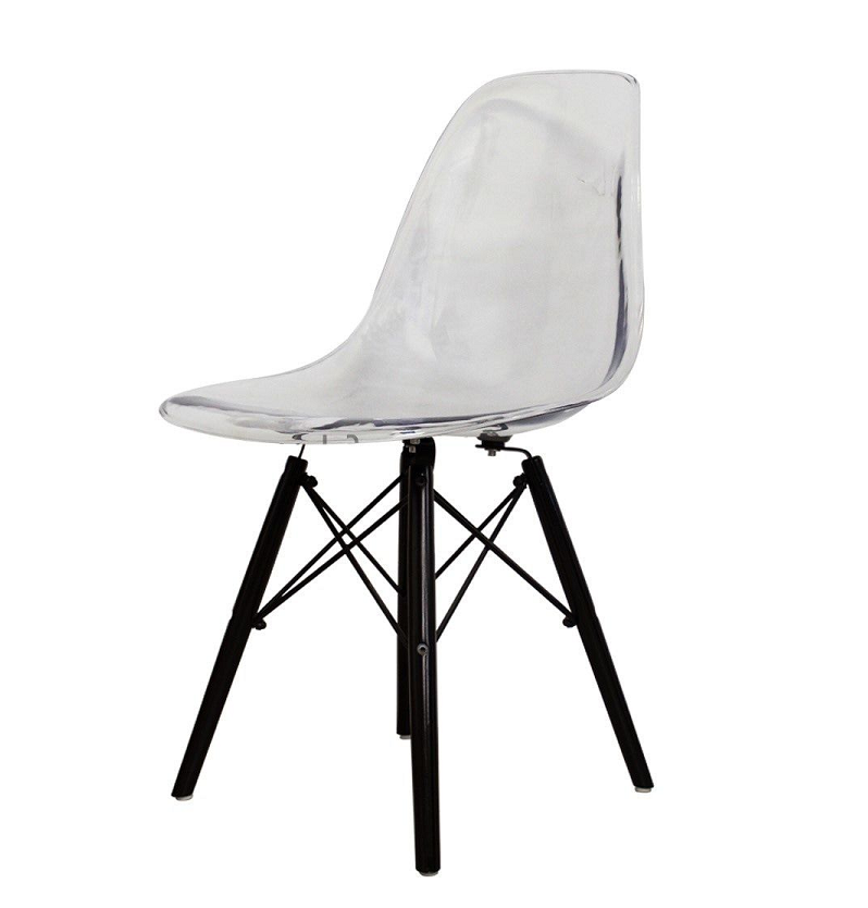 Stylish Black Wooden Leg Chair - Clear