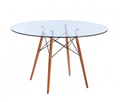 Round Glass wood legs Table 80cm