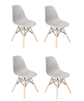 4 x Wooden Leg Chairs - Grey
