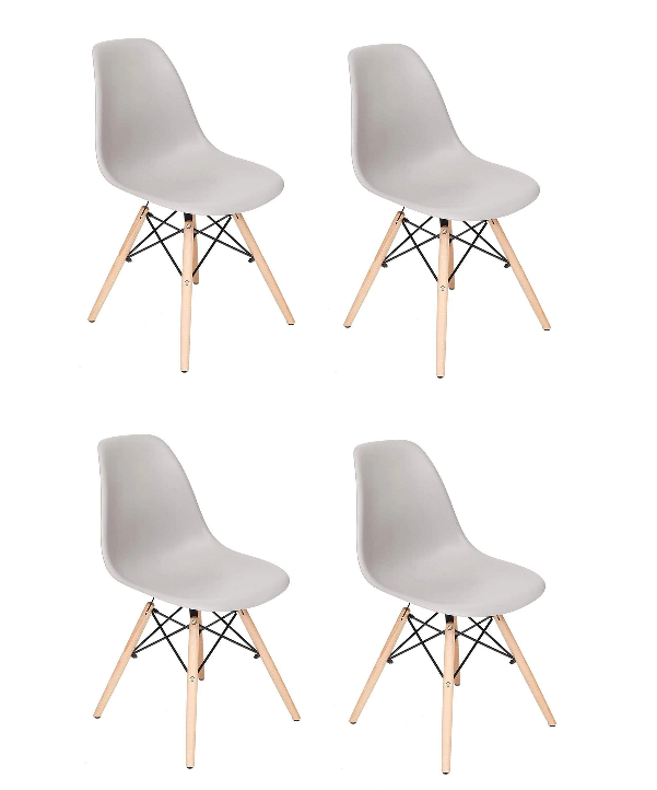 4 x Wooden Leg Chairs - Grey