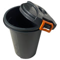 SMTE - 75L Heavy Duty Plastic Bin with Secure Lid & Handles - Dark Grey