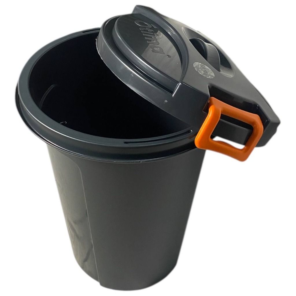 SMTE - 75L Heavy Duty Plastic Bin with Secure Lid & Handles - Dark Grey