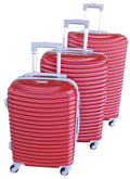 3 Piece Hard Outer Shell Lightweight Luggage Set - Red