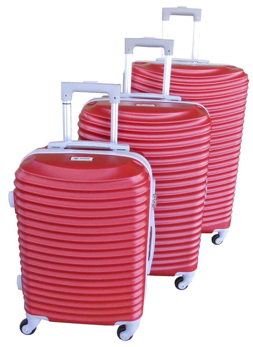 3 Piece Hard Outer Shell Lightweight Luggage Set - Red