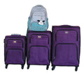 Purple 3pcs Expandable Fabric Spinner Luggage Set with Panda Charm Backpack