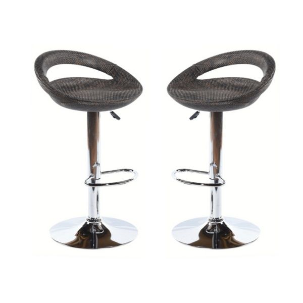 Bamboo Height Adjustable Cutout Barstools - set of 2 - Brown