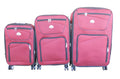 Trolley 3 Piece Travel Luggage Spinner - Fabric - Red